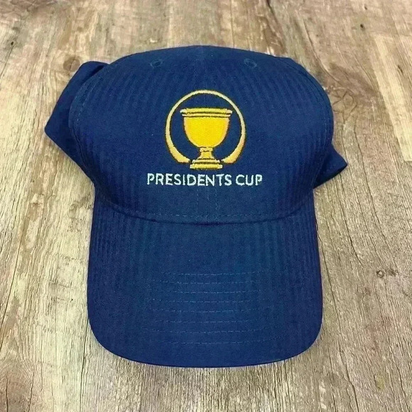Nike Legacy 91 Dri-Fit Presidents Cup Men's Golf Hat Blue Striped Adjustable - Picture 1 of 7